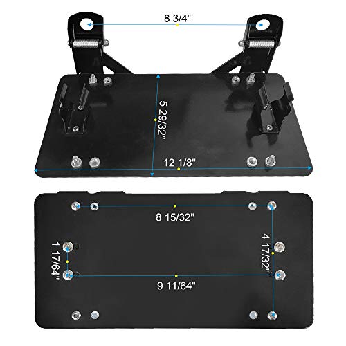 RUGCEL Black License Plate Bracket Flip-Up Roller Fairlead Mounting Holder - Thumbnail 5