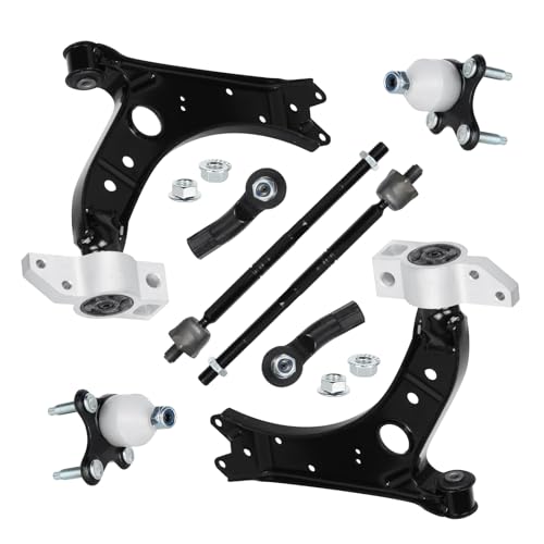 Image of 8Pcs Front Lower Control Arm with Ball Joints for Volkswagen Jetta 06-14, EOS 07-16 Golf 10-14 GTI 07-14 Rabbit 06-09, for Audi A3 Quattro 07-13 Tie Rod End Supension Kit MS101148 MS101147 K80663
