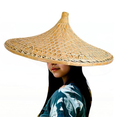 SUNNYHILL China Guangdong Local Characteristics Hand-Woven Large Conical Hats Sun Hat Dia.20.5 Inch Natural