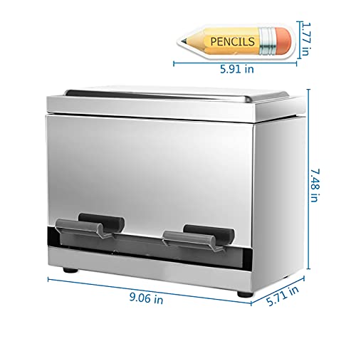 Creproly Stainless Steel Pencil Dispenser/Pen Holder For Classroom Home Restaurant For Bulk Pencils Storage/Unwrapped Drinking Straws Storage (Silver) #TOP4