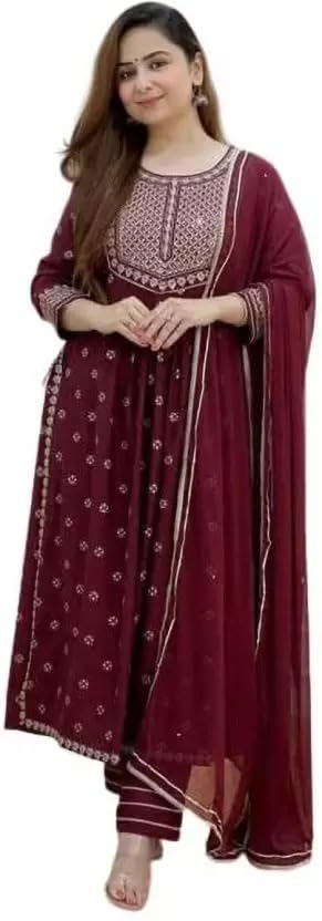 GenericRishi Traders Bandhani Suit WD Heavy Yoke Straight Kurta Set for Women with WD Heavy Yoke and Heavy Sequins New Year Dress Classy Look
