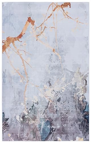 Tapis de salon abstrait gris et beige idéal pour entrée et couloir animés