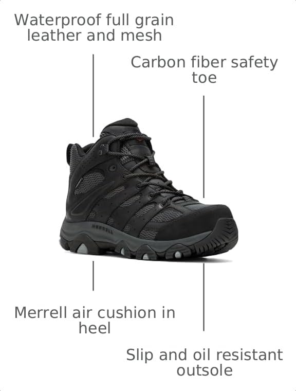 Image of Merrell mens Moab Vertex 2 Mid Waterproof Carbon Fiber