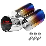 WENJTP Universal Dual Exhaust Tip Burnt Blue Dual Muffler Tip 2.5 inch Inlet 2.5 inch Outlet Stainless Steel Exhaust Tailpipe, Stainless Steel,Blue