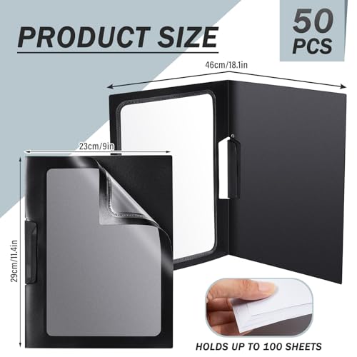 Yeaqee 25 capas de relatório transparentes com clipe barra deslizante capa de pasta de relatório de