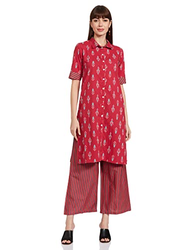 Image of Amazon Brand - Myx Women's Printed Kurta and Pant Set in Cotton (Available in Plus Sizes)