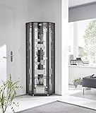 möbelando Eckvitrine Vitrinenschrank Glasvitrine Vitrine Berlin II Schwarz