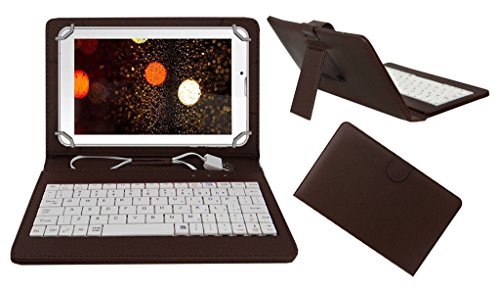 ACM USB Keyboard Case Compatible with Videocon V-Tab Max Tablet Cover Stand Study Gaming Direct Plug & Play - Brown