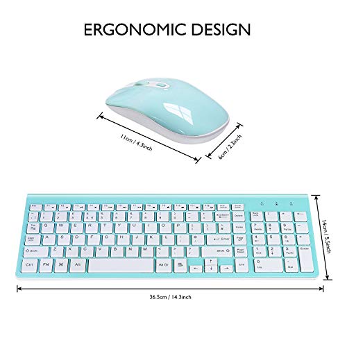 Image of cimetech Wireless Keyboard and Mouse Combo, Compact Silent Ergonomic Scissor Switch Keyboard and Optical Mouse Set, 2.4G Lag-Free Cordless Keyboard Mice for Computer, Mac, Laptop, PC, Windows - Blue