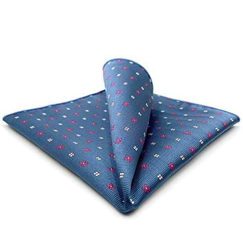 S&W SHLAX&WING Men's Pocket Square Floral Blue Pink Handkerchief for Party