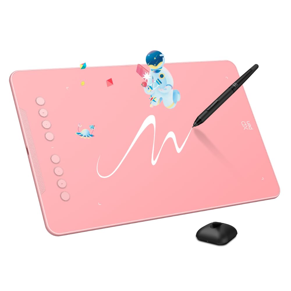 XPPen Deco 01 V3 10x6 Drawing Tablet | 16K Pressure Pen | Battery-Free Stylus | 8 Hotkeys | for OSU Gaming & Teaching | PC/Mac/Android/ChromeOS Compatible | Pink Large Pink