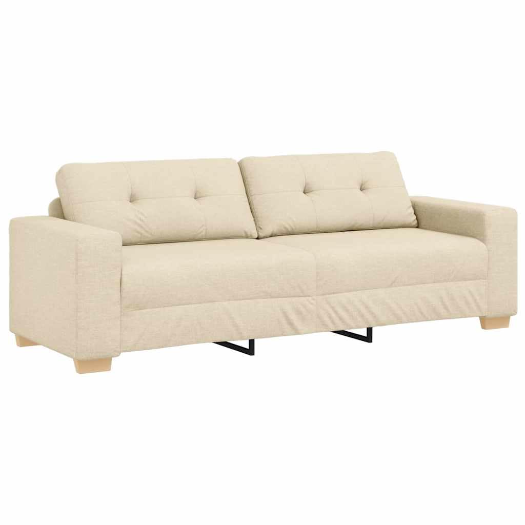 vidaXL Divano in Tessuto Panna, Comodo 3 posti, copriletti Intelligenti sfoderabili, Design Moderno, Perfetto per Incontri Informali, Lavabile, Comodo, mobili Trendy, Elegante e Durevole