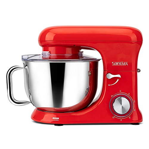 SanLidA Stand Mixer, Metal Shell Series 6.5Qt. Kitchen Electric Mixer with Dishwasher-Safe Dough Hooks, Flat Beaters, Whisk & Pouring Shield Attachments for Most Home Cooks, SM-1515, Watermelon Red - Thumbnail 3