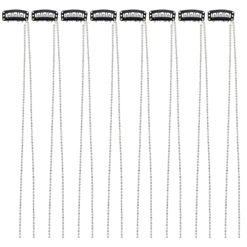 Cadena para cabello con pedrería y clips, 8 piezas miniatura 7