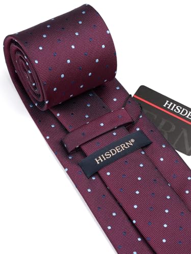 Image of HISDERN Polka Dot Ties for Men Classic Silk Ties and Pocket Square Formal Business Necktie Handkerchief Wedding Party