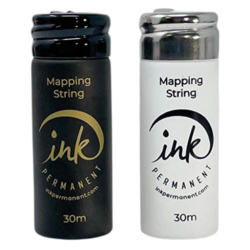 Black and White Premium Pre-Inked Mapping String [100 Ft Bottles] Eyebrow for Permanent Makeup and Microblading 60m (200 ft) Total