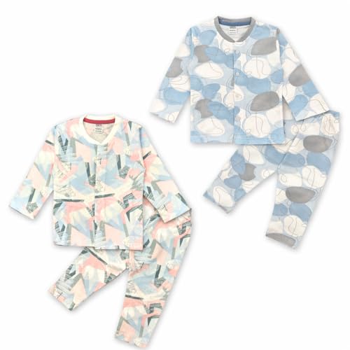 Image of 3BROS Kids Pure Cotton Night Suit Set | Boys Girls Printed Sleepwear Shirt & Pajama Clothing Combo | Soft Breathable Night Dress Outfit | Pack of 2