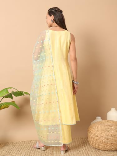 Image of FIORRA Women's Cotton Kurta Pant With Dupatta Set