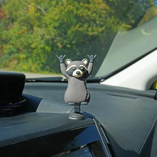GOOFBALLS Dashboard Dancer – Funny Bobblehead Car Ornament – Hilarious Animal Figurine for Desk, Office, or Vehicle – Novelty Gag Gift for Friends, Family & Coworkers - Rock n Roll Raccoon - Thumbnail 4