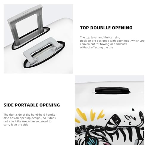 Cute Cartoon Zebra Skateboarding Elastic Travel Luggage Covers Dustproof Scratch-Resistant Suitcase Protector Fit 22-24 Inch3