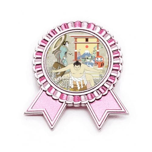 Broche japonaise ukiyo-e en métal rose taille M un cadeau original pour passionné
