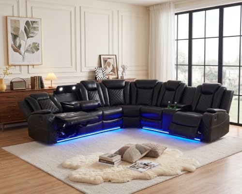 Ocstta Power Recliner Sectional Sofa with LED &USB Port, L S...