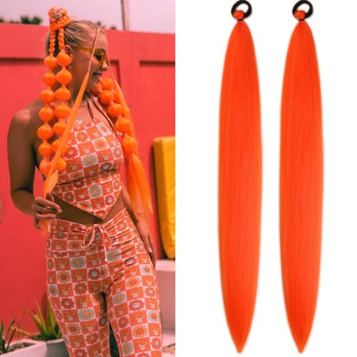 Orange Braid Hair Extensions Rave Hair Accessories Colorful Hair Extensions Braid Ponytail Extension