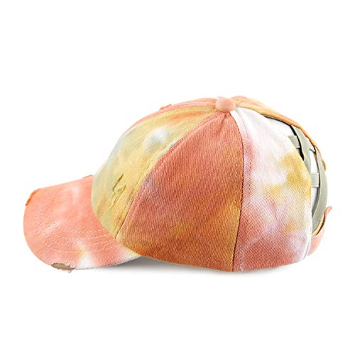Image of C.C Exclusives Hatsandscarf Washed Distressed Cotton Denim Ponytail Hat Adjustable Baseball Cap (BT-13)