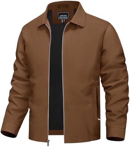 TACVASEN Mens Lightweight Windbreaker Full Zip Up Laydown Collar ...