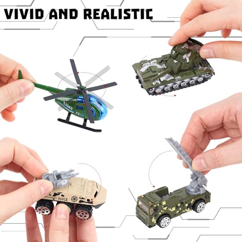 3 Otters HSHD0698 62Pcs Diecast Military Vehicles Playsets,Army Toy Vehicle Models Alloy Metal Vehicle thumb #2
