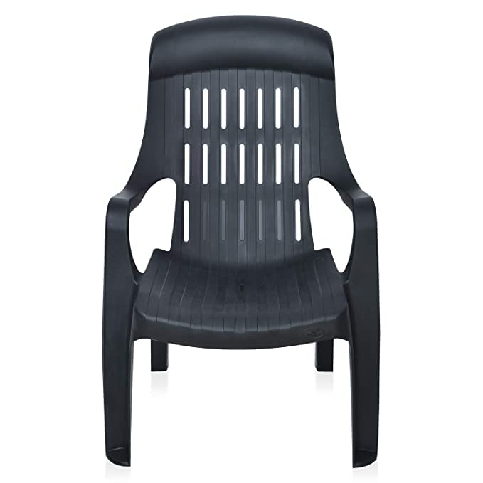 Image of SkyGlamour Weekender Comfort Relax Plastic Armrest Chair | Sinlge Plastic Chair for Living Room | Balcony | Home | Living Room | Plastic Arm Chair | Color: Iron Black; Single Chair