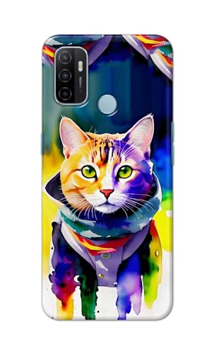 Image of Printed Hard Back Cover for Oppo A33 2020 Back Cover (Coloured Cat) -190724(EA)