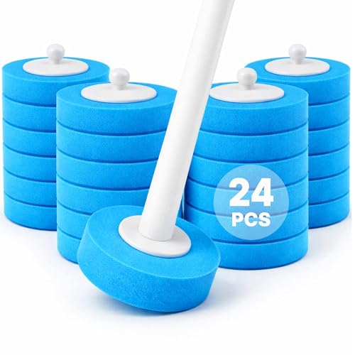 CiLoN 24 Count Carry Detergent Disposable Toilet Brush Refill Pads. 5-Layer Rich Foam Cleaning Sponge Head Replacements. Pre-Loaded Disposal Scrubbing Head Refills For Toilet Wands. 24 Pads-Value Pack
