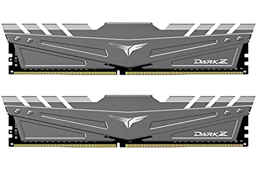 TEAMGROUP T-Force Dark Z TDZGD432G3200HC16FDC01 - Módulo de Memoria DDR4 (32 GB, 2 módulos de 16 GB, 3200 MHz, PC4-25600), CL16, 288 Pines, Color Gris Cover