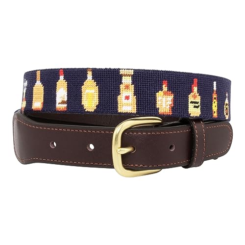 Bourbon Bottle Needlepoint Belt with Leather Backing (42, Bourbon)2