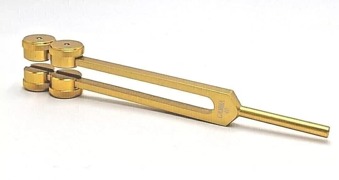 Gamma 40Hz Tuning Fork Set, Gold Weighted, with Mallet and Velvet Bag