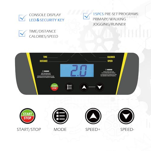 ISE SY-T2715 Elektrische loopband, inklapbaar, voor thuis/kantoor, 1-12 km/u, stille motor met 0,65 pk, 15 trainingsprogramma's, led-display, sportloopband voor woningen - Afbeelding 8