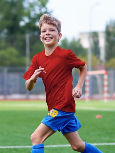 Image of Boys Neon Shirts Dry Fit Athletic T Shirts UPF 50+ Performance Cooling Shirt Short Sleeve Rash Guard Kids Top for Boys Girls