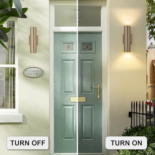 Image of Modern Outdoor Wall Light 11.8 inch Integrated LED Cylinder Up and Down Outdoor Lights, 2-Light Exterior Lighting Fixtures for House Patio Front Porch Garage