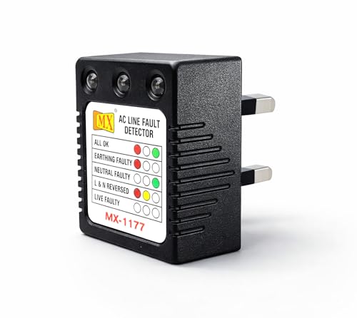 Image of MX AC Line Fault Detector Plug Tester for UK Sockets - Auto Wire Connection Checker, 3-Way LED Indicator, Live Neutral Earth Fault Detector,13A UK Outlet Tester, Plug-in Home Wiring Inspector