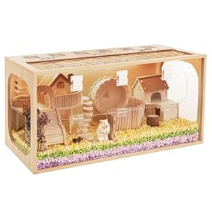 Durable Hamster Cage,Large Hamster Cages and Habitats,Thickened Acrylic Small Animal Cage,Top & Front Openable,Breathable & Easy to Assemble