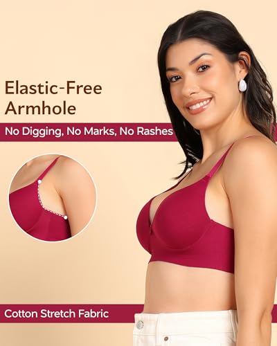 Image of Tweens Invisi-Fit Cotton Bonded Seamless Maximiser Bra | 3 /4th Coverage | Push-Up Level 1 | Elastic-Free Comfort | Wire-Free | Side Wings with Gripper | Adjustable Straps | Pack of 1 |