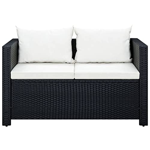 Salon de jardin polyrotin noir 3 pièces compact pour optimiser les petits balcons