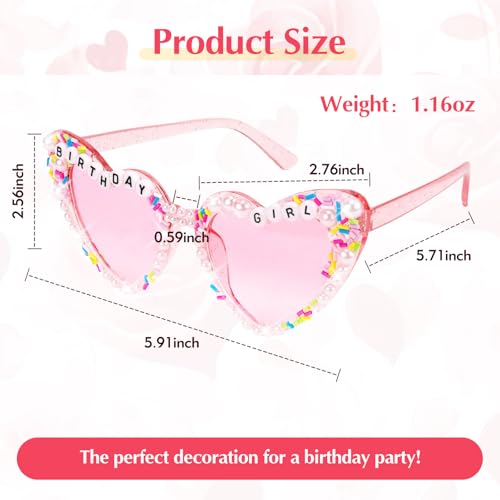 Kerros Birthday Sunglasses for Women - Pink Heart 'Birthday Girl' Sunglasses Happy Birthday Accessories2