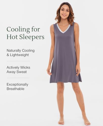 Image of GYS Cooling Bamboo Viscose Sleeveless Nightgowns for Women
