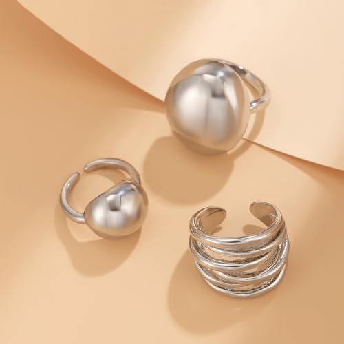 Image of Shining Diva Fashion Stylish Trendy Finger Rings Set for Women & Girls | Chunky Minimal Statement Ring Combos Modern Elegant Jewellery Collection