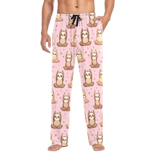 Vdsrup Cute Sloths Pajama Pants Mens Lounge Pants Super Soft Doing Yoga Men Pajama Bottoms with Pockets Drawstring S