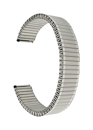 Bandini Silver Tone Womens 16mm Stainless Steel Stretch Metal Replacement Expansion Watch Band, Ladies Metal Stretch Strap - Compatible with Traditional and Smart Watches