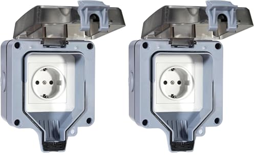 Toma de corriente exterior IP66 con tapa abatible y compartimento seguro 16A