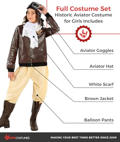 Disfraz Amelia Earhart para niñas, piloto talla Large miniatura 2
